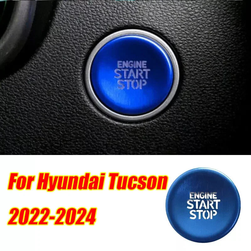 Blue Aluminum Alloy Start Stop Button Trim for Hyundai Tucson (2022–24)
