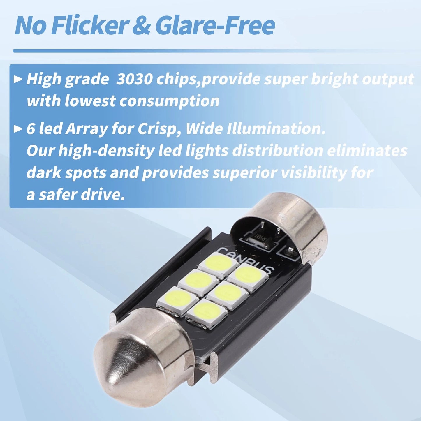 2X LED Dome Light Bulbs 3030 Chip 36mm White