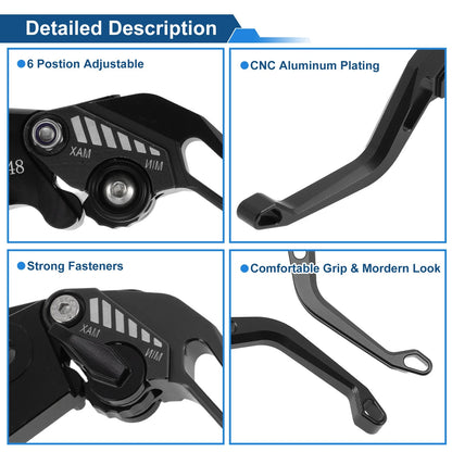 Short Brake Clutch Levers for Suzuki GSX-8S (2023–2025) 1 Pair Solid Black