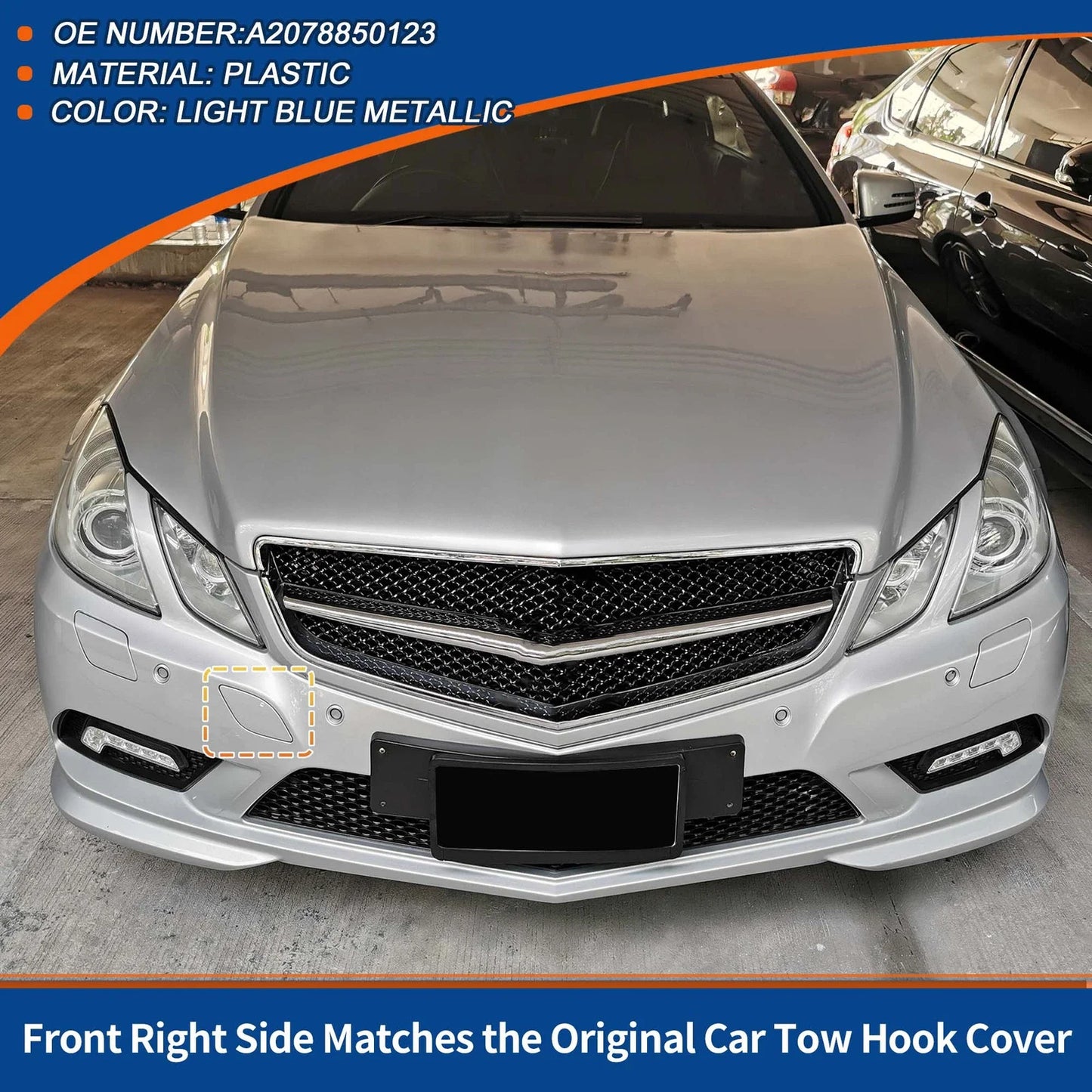 Front Car Bumper Tow Hook Cover for Mercedes-Benz E350 (2010-2014) Blue