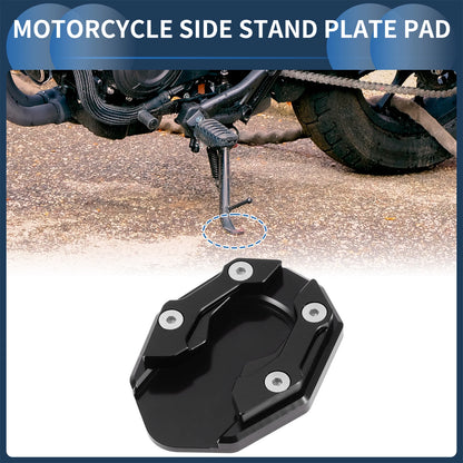 Side Stand Plate Pad for Motorcycle (1 Set) - Aluminum Alloy Black
