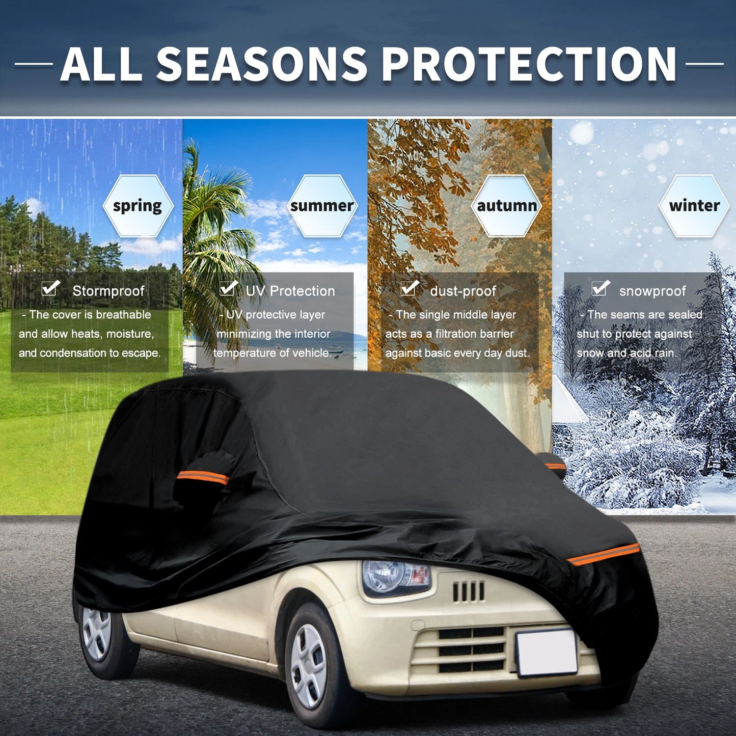 Waterproof Car Cover for Mazda Carol (2023) Black Aluminum Film Cotton