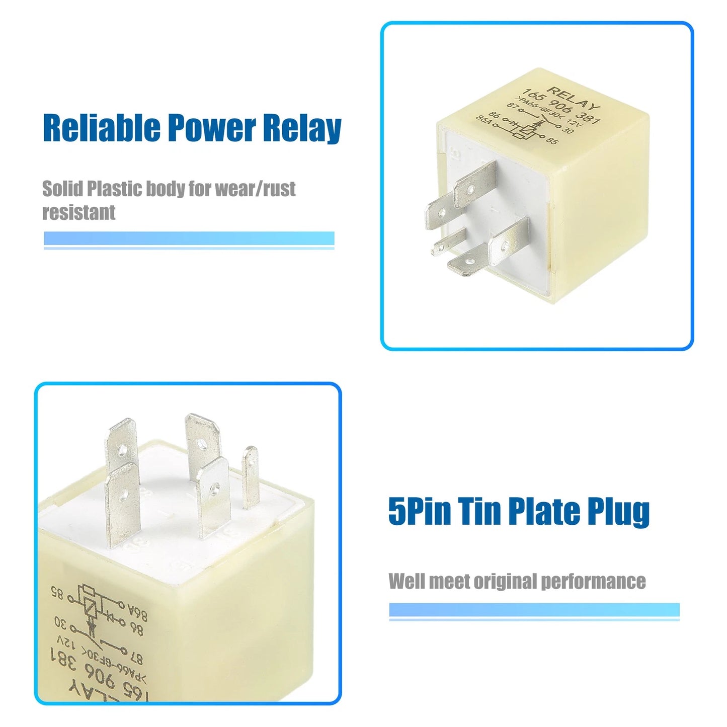 5 Pin Solenoid Relay No.165906381 for Audi A4 (1999–2001) DC 12V 40A