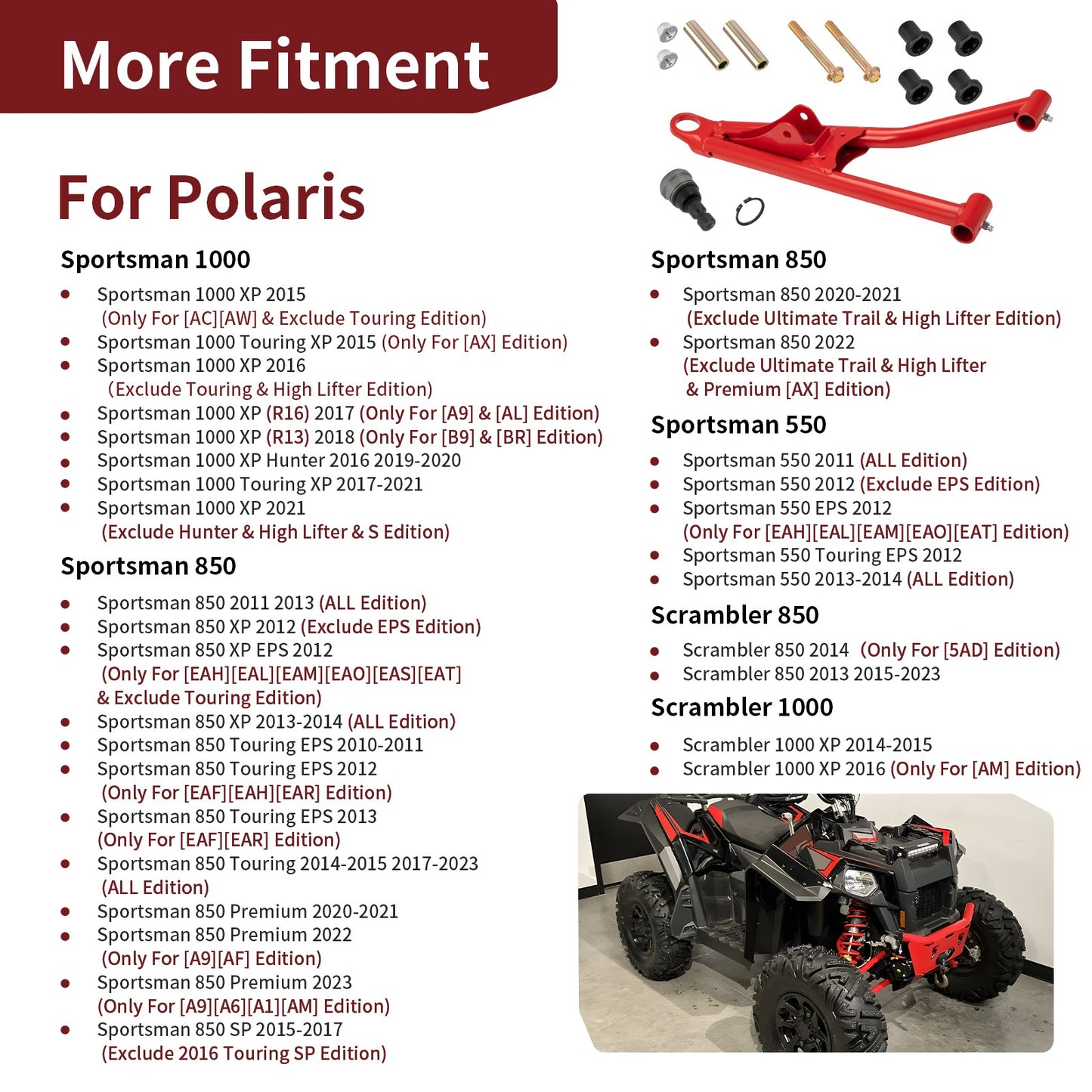 Front Right Upper A-arm with Ball Joint for Polaris Sportsman Scrambler (2014–2023)