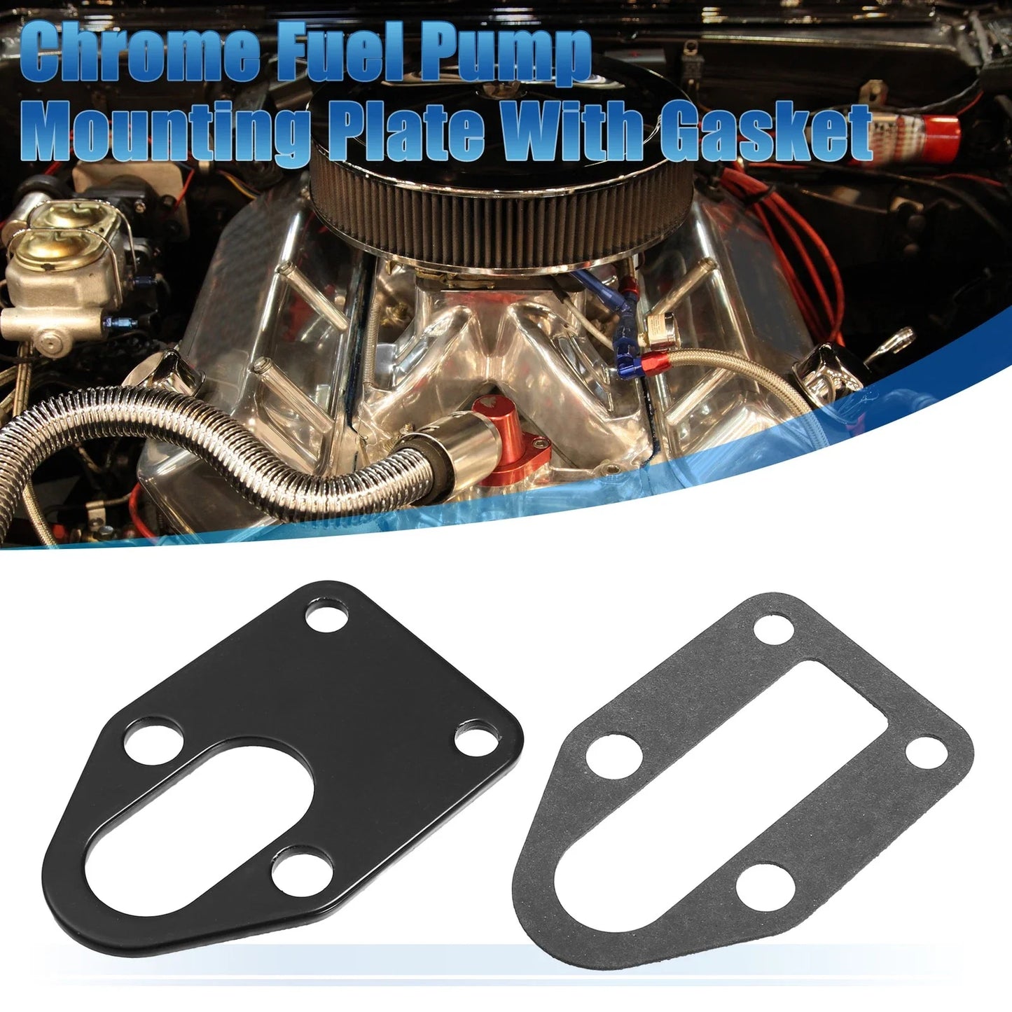 Fuel Pump Mounting Plate Set with Gasket for Chevy SBC 283 327 (1960-1985)