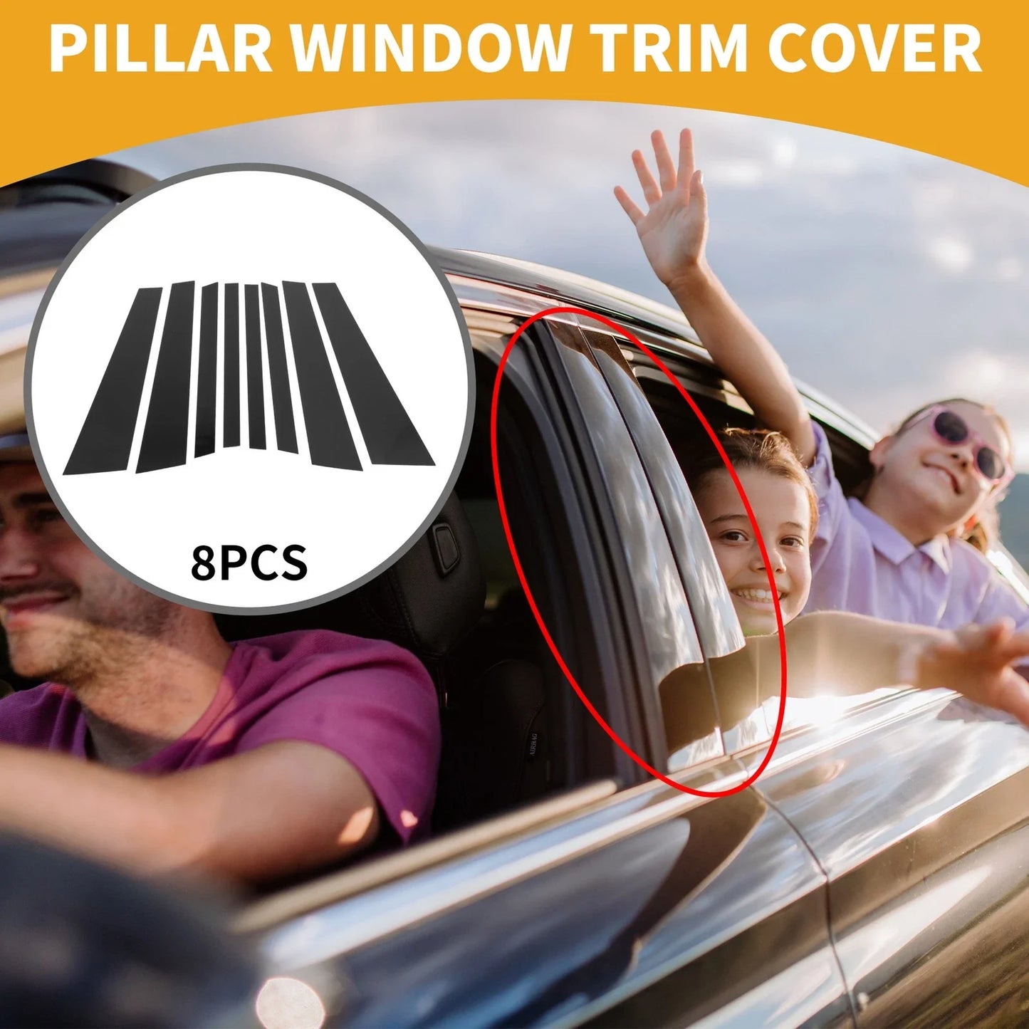8 Pcs Car Pillar Window Trim Covers for BMW X5 (2014-2018) Black