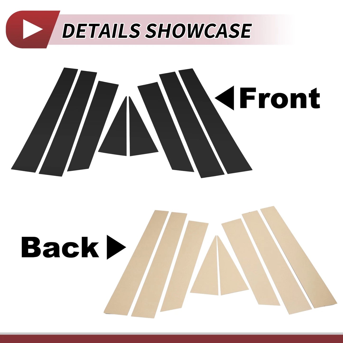 Set of 8 Door Pillar Window Trim for Nissan Rogue (2014–2020) Black