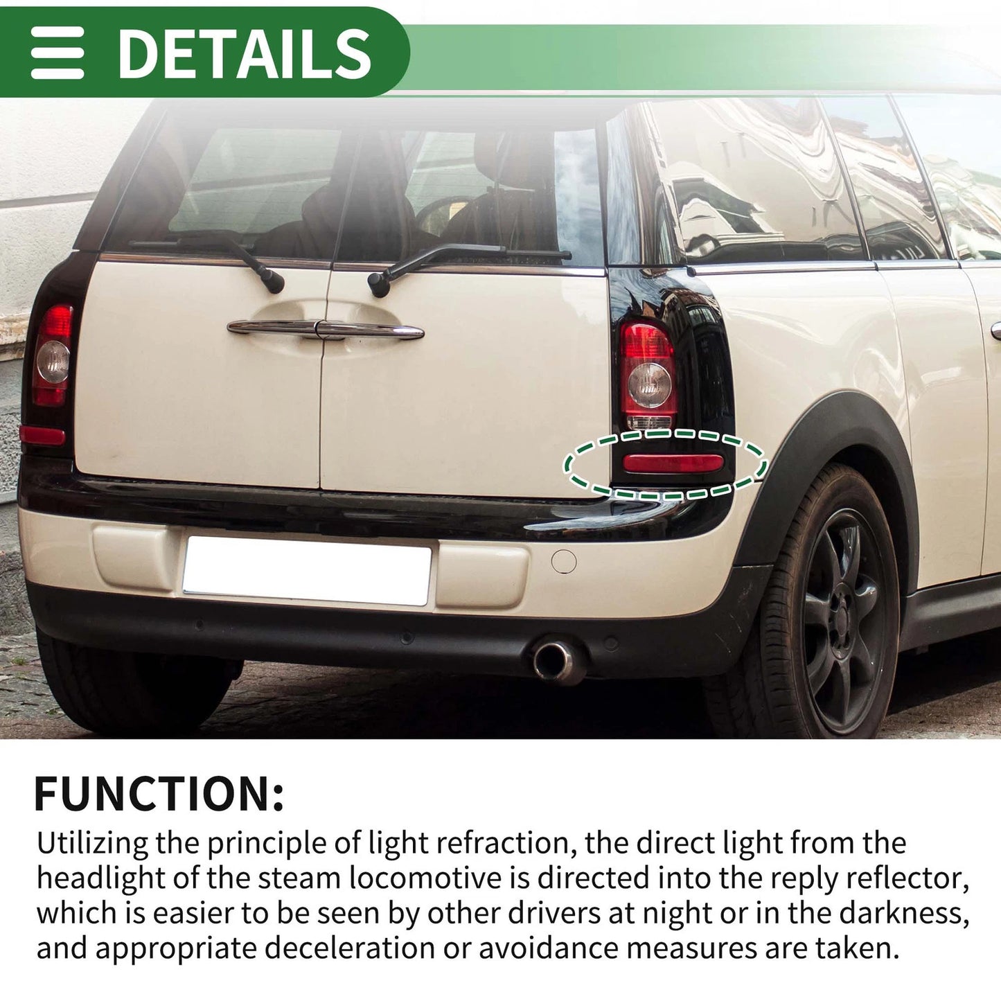Bumper Reflector No. 51137240232 for BMW Mini Cooper Clubman R55 (2008–2014) Rear Right