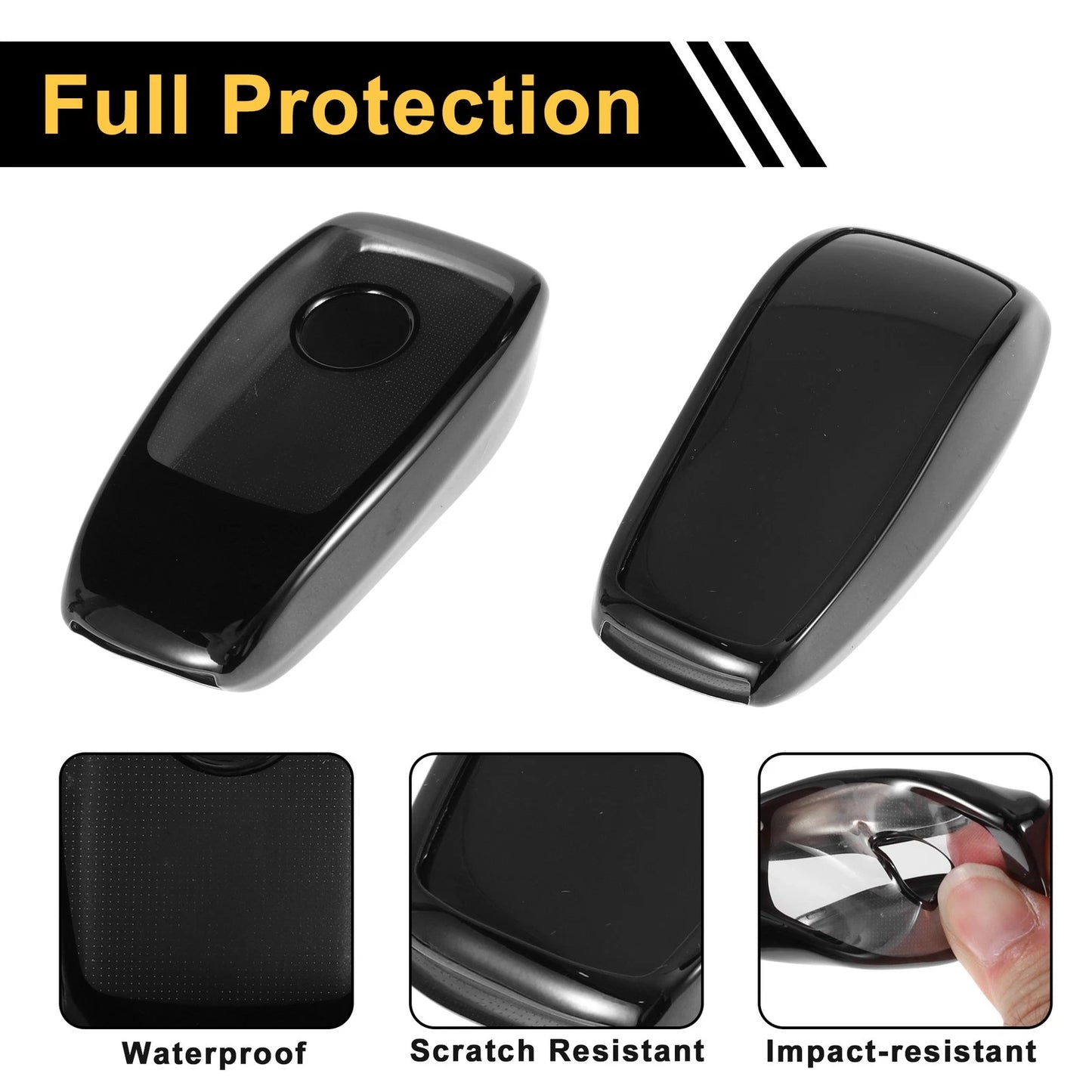 Black TPU Car Key Case for Mercedes Benz E Class (2017) 3 Buttons