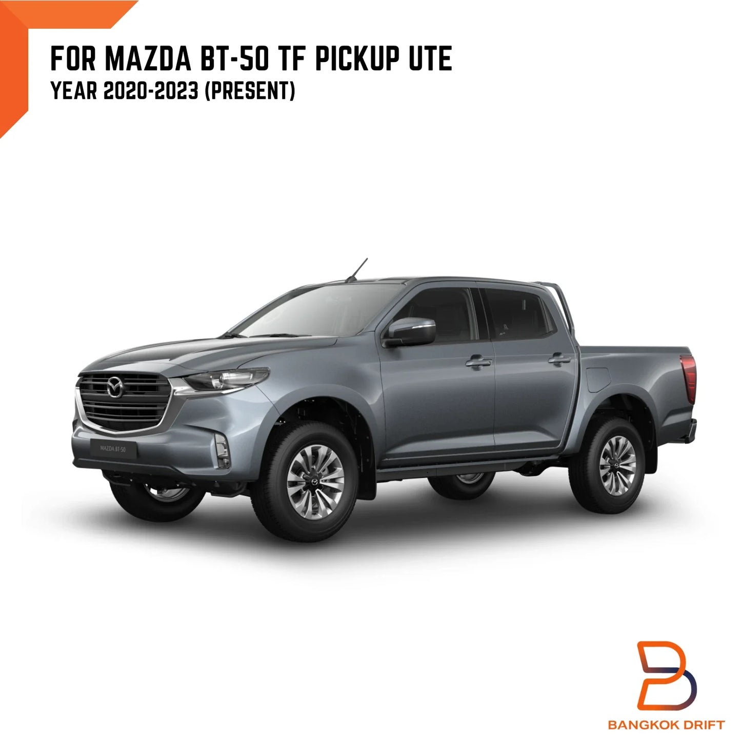 Matte Black Front Lower Grille Trim & Emblem Cover for Mazda BT-50 (2020-2024)