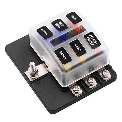 6-Way Blade Fuse Box Holder with LED Indicator for Car Marine Universal