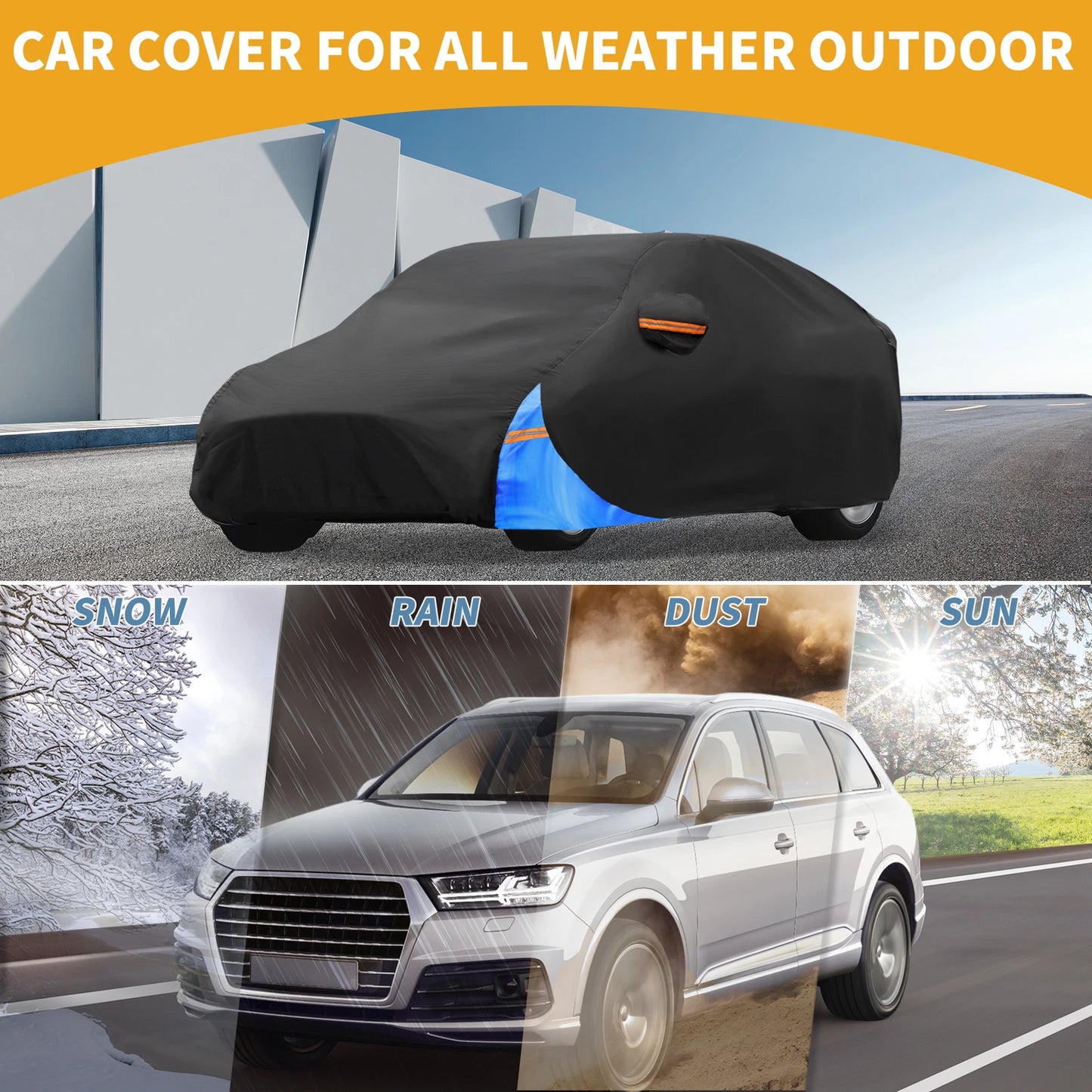 Car Cover Waterproof for VW ID.4 (2022–2024) 210D-PU Black Blue