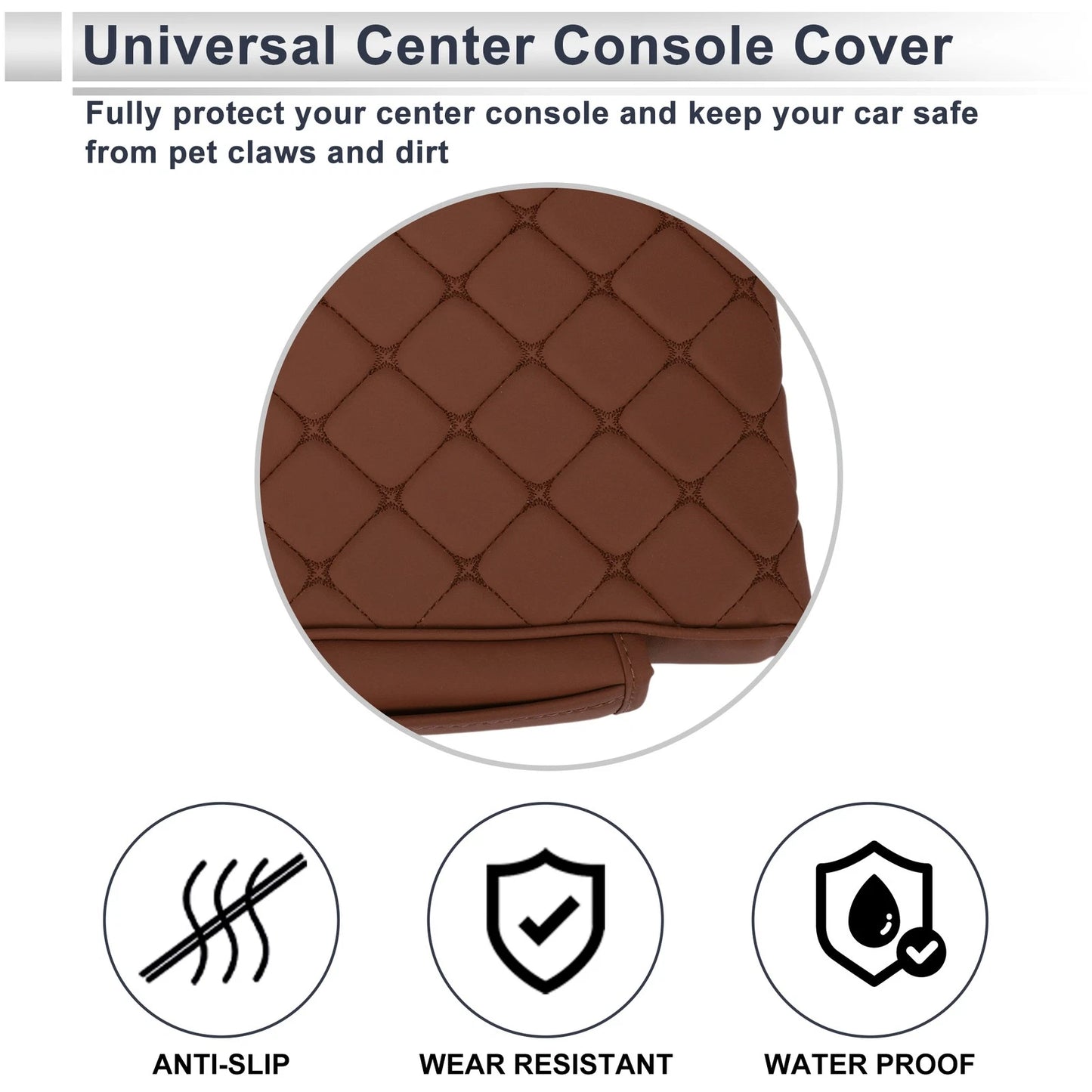 Center Console Cover for Car (13.39"x9.06"x2.36", Nappa Leather)