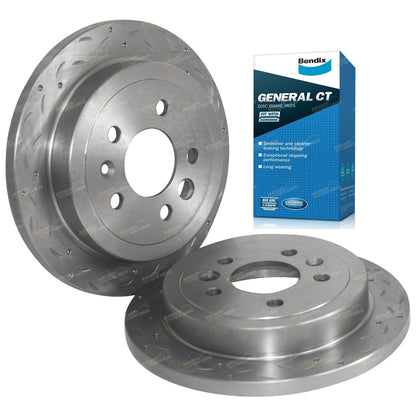 2 Rear Slotted Disc Rotors + Brake Pads for Falcon AU Series 2-3 (2000–2002)