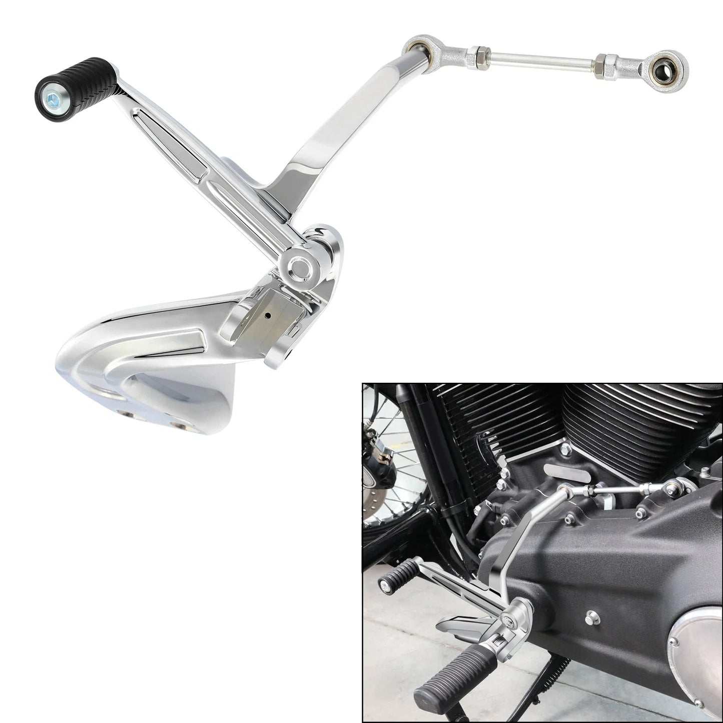 Chrome Mid Control Shift Side Set for Harley Sport Glide, Fat Bob, FXDR (18-25)