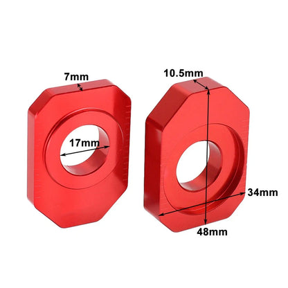 Red CNC Rear Axle Blocks Chain Adjusters for HONDA CRF 300L Rally (2021-2023)