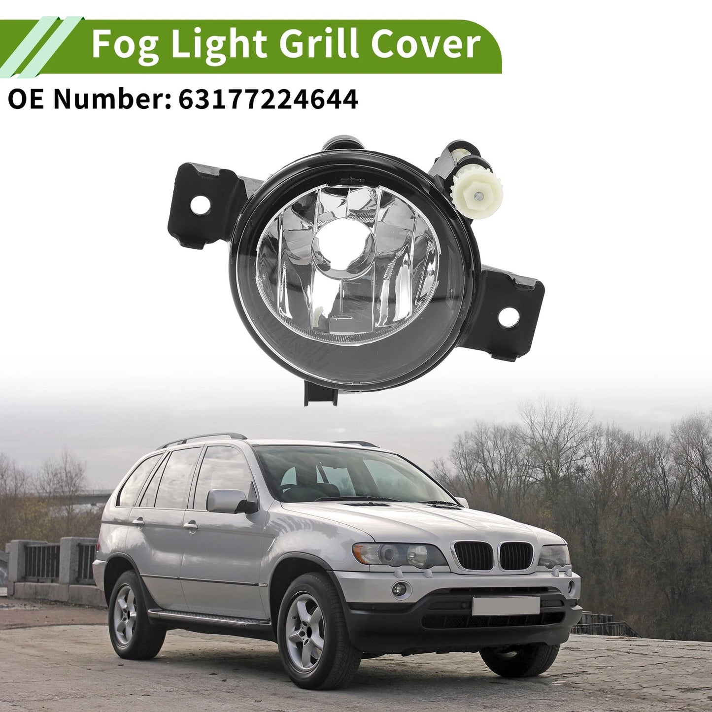 1 Pc Right Fog Light Grill for BMW X5 (2011–2013) No. 63177224644 Clear