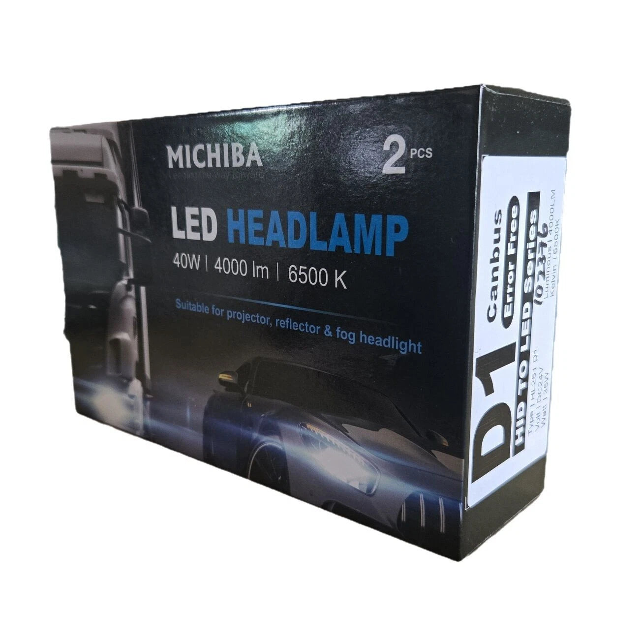 2X HID to LED Headlight Bulbs for Universal Fit (12V 35W 6500K)