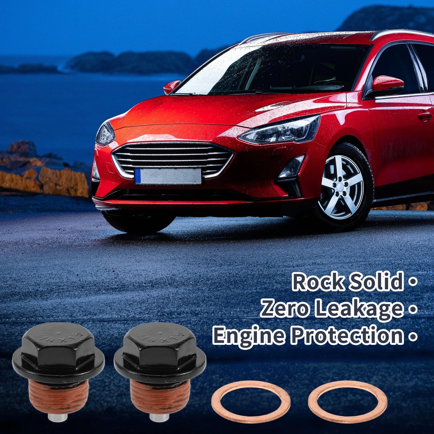 Set of 2 M18x1.5 Copper Oil Drain Plug with Gasket for Car Motorcycle