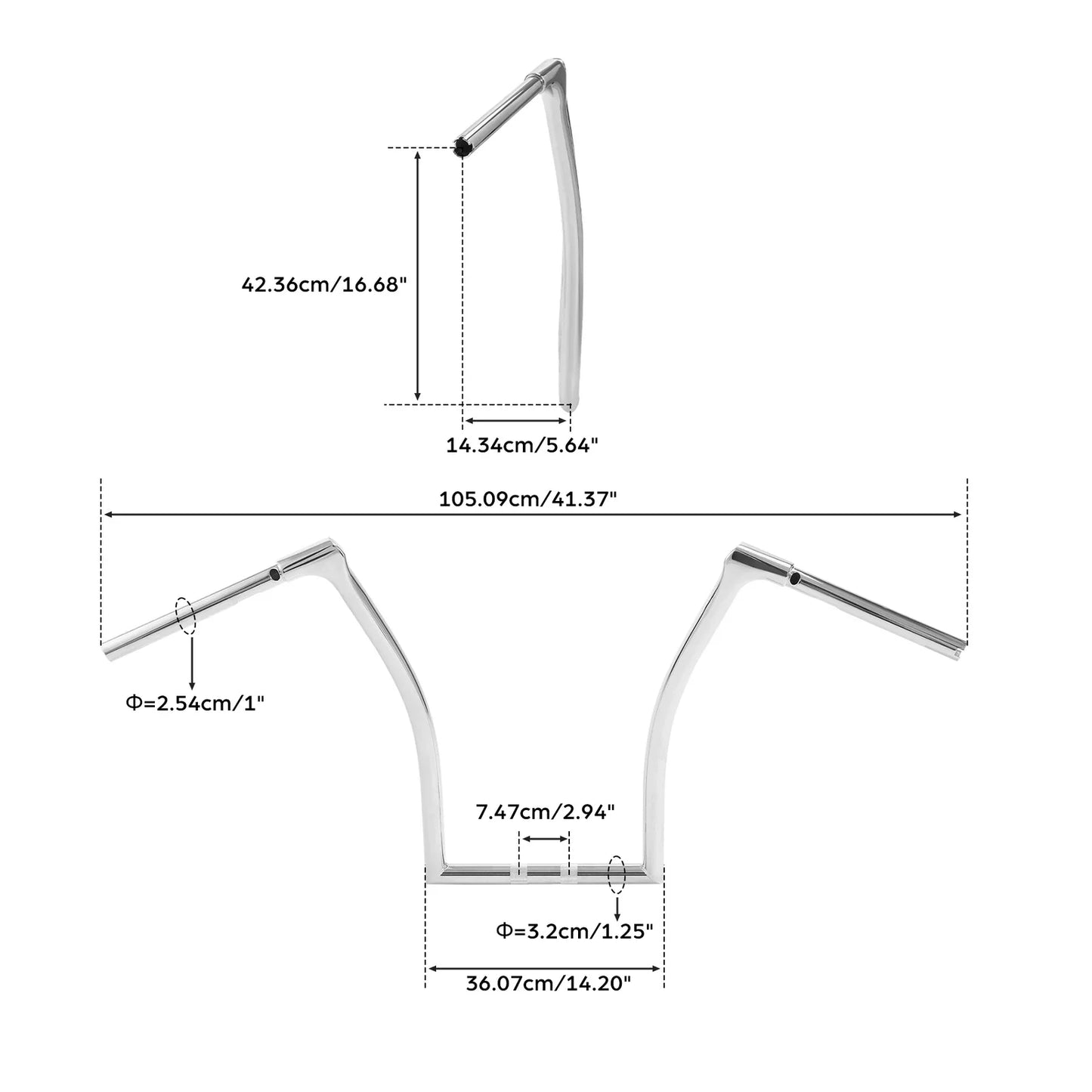 17" Fused Bar 1-1/4" Handlebar for Harley Road Glide (2015-2024) Chrome