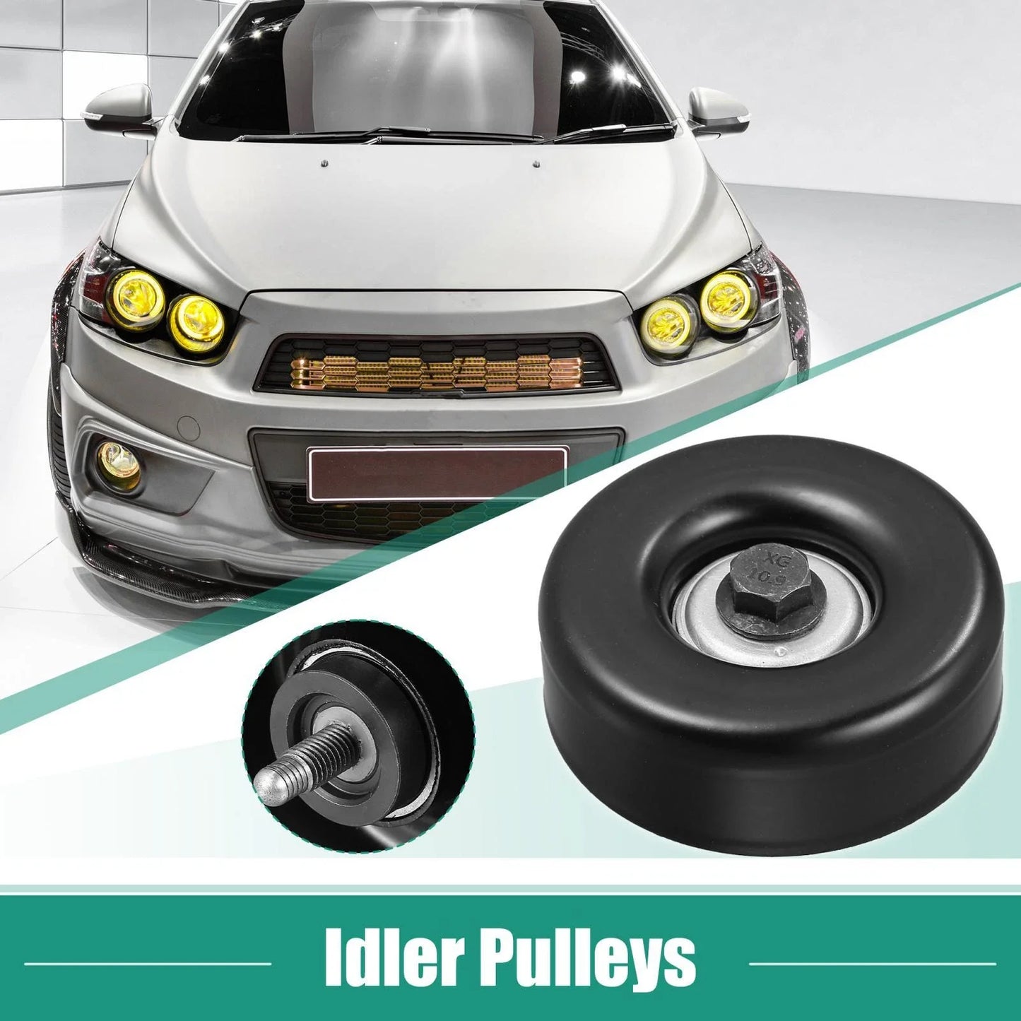 Idler Pulley for Chevrolet 36299 with Bolt, Dust Shield, Retainer, Spacer