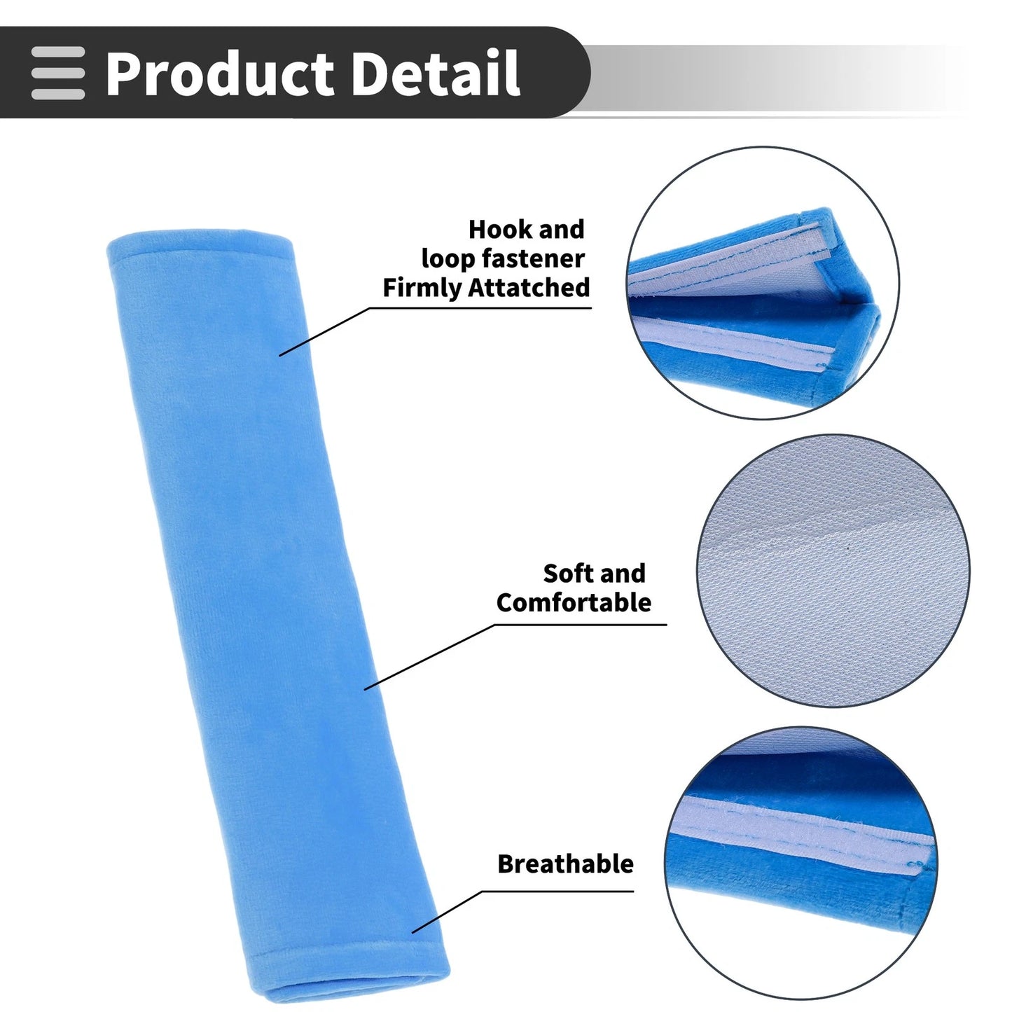 Set of 2 Blue Chenille Seat Belt Cover Pads