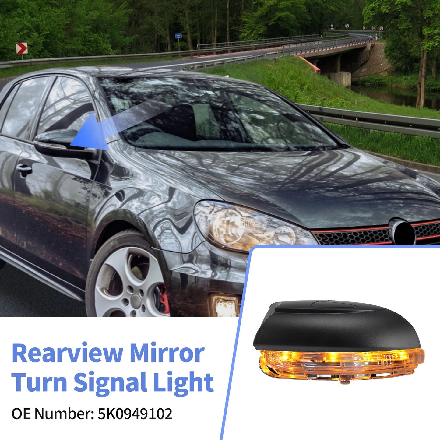 Side Mirror Turn Signal Light for VW Golf MK6, GTI 6 (2008–2014)