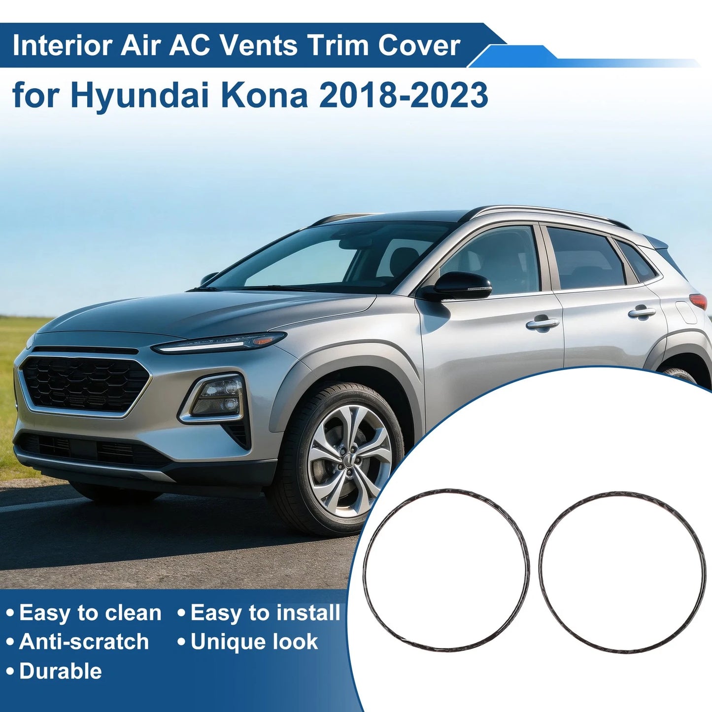 Air Condition Outlet Vent Trim Cover Frame for Hyundai Kona (2018–2023)