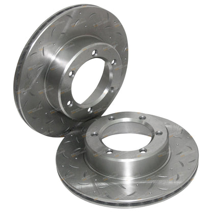 2 Front Slotted Disc Brake Rotors for Hilux VZN167 VZN172 (2002–2005)