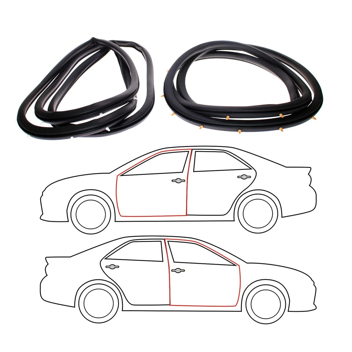 Front Door Weatherstrip Set for Honda Civic 4-Door (1992–1994)
