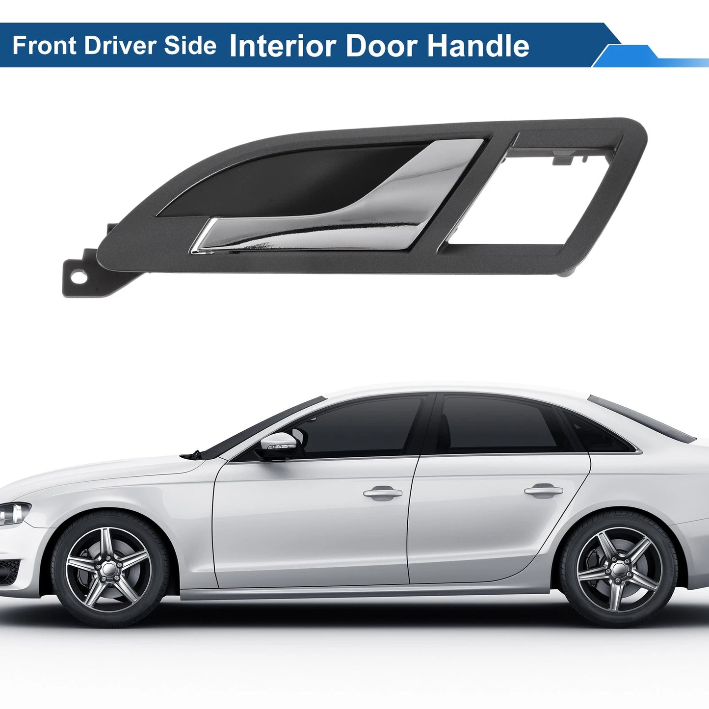 Front Passenger Side Interior Door Handle for VW Skoda (2001–2008) Gray Chrome