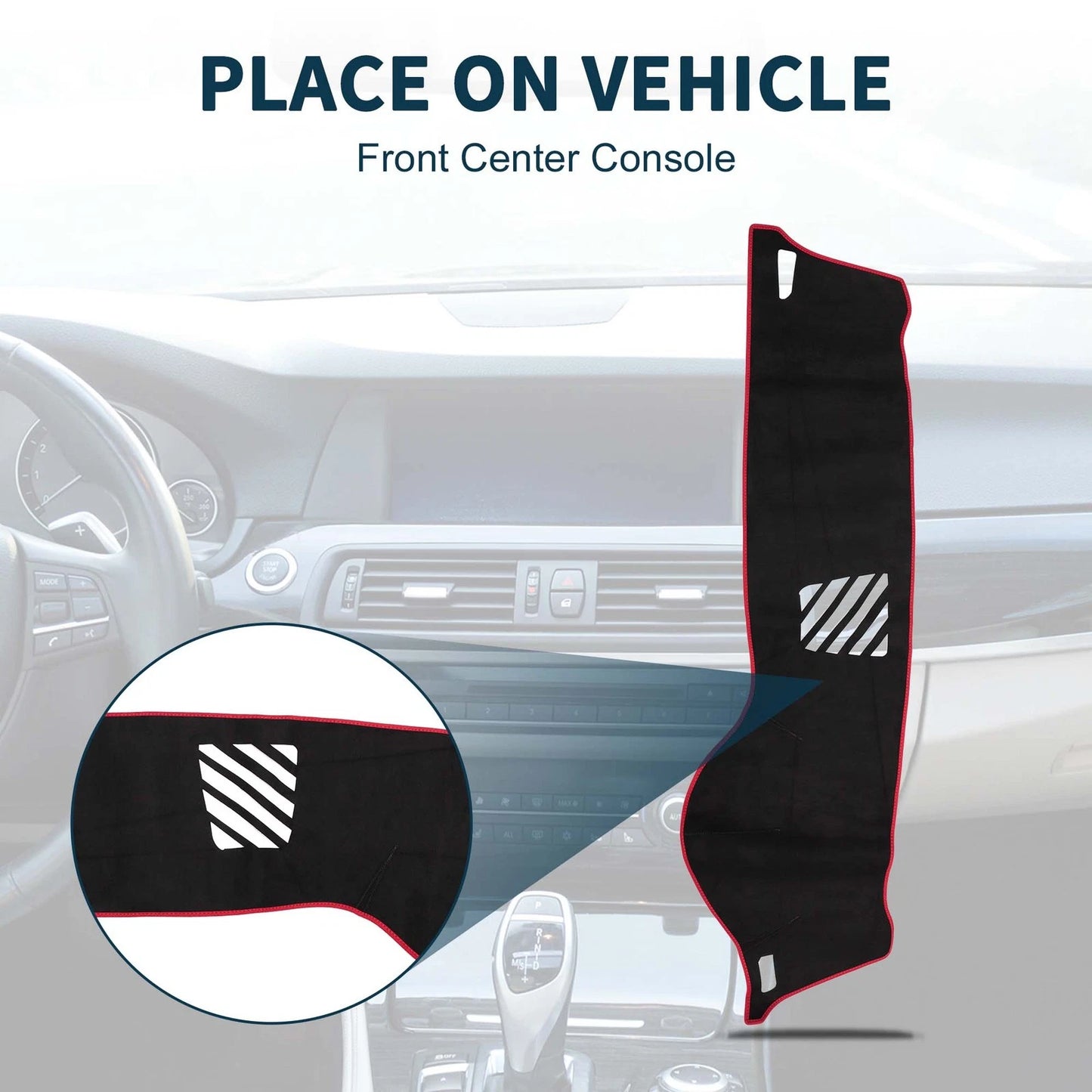 Dashboard Cover Mat for BMW 5 Series F10 F11 (2010–2017) Black Red