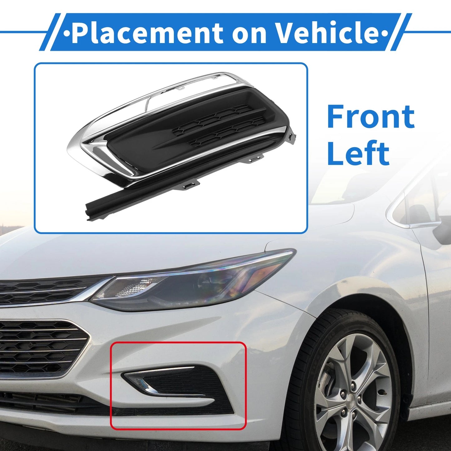 Front Left Fog Light Grille No. 94516100, GM1038184 for Chevrolet Cruze (2015–2016)