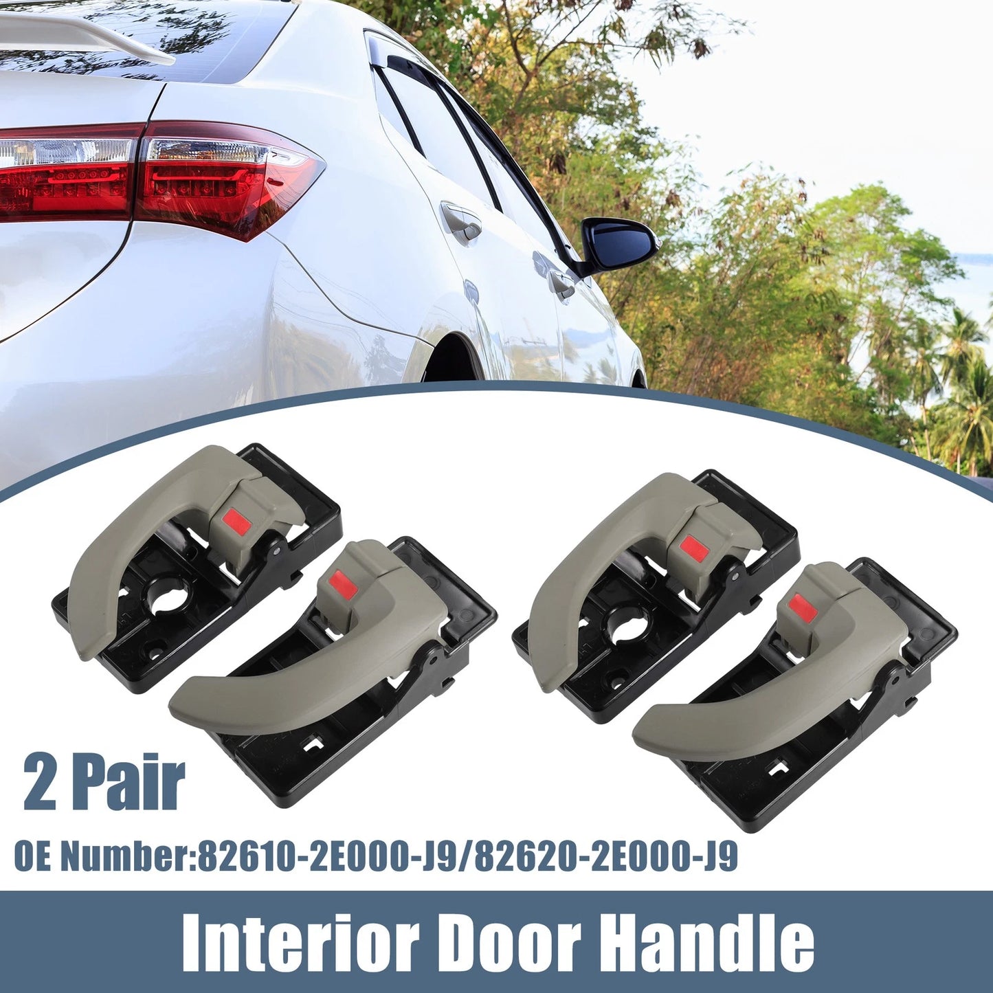 2 Pair Interior Door Handle for Hyundai Tucson (2005–2009) Black Beige