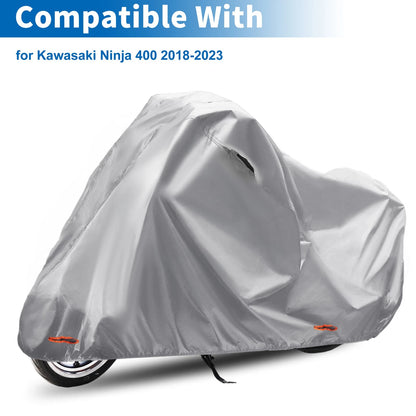 Motorcycle Cover 210D-PU Grey for Kawasaki Ninja 400 (2018–2023)