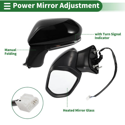 Left Side Door Mirror for Toyota Camry (Manual Folding, Gloss Black)