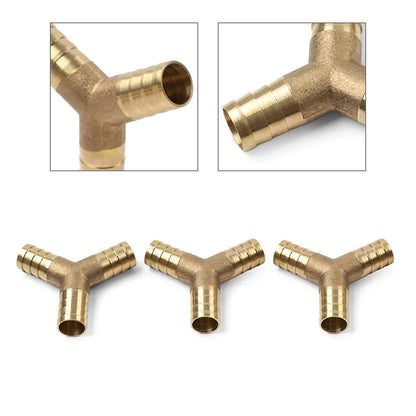 3 x Y-3 Way Brass Hose Barb Fitting for Fuel Water Gas Air Tubing Splicer
