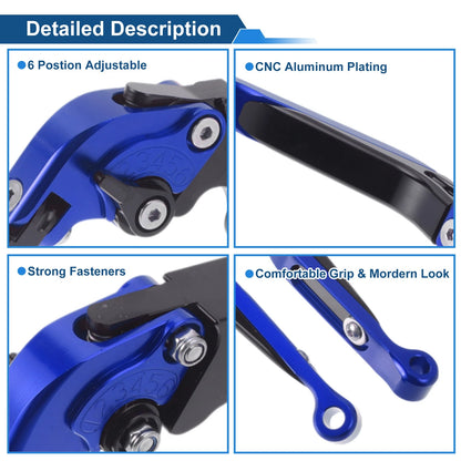 Adjustable Brake Clutch Levers for Yamaha YZF R1 (2002–2023) - Blue Head Black Handle