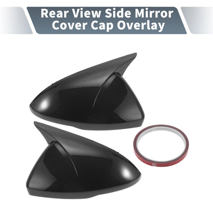 Pair Rearview Mirror Cover Overlay Black Carbon Fiber for Chevrolet Cruze (2017–2019)