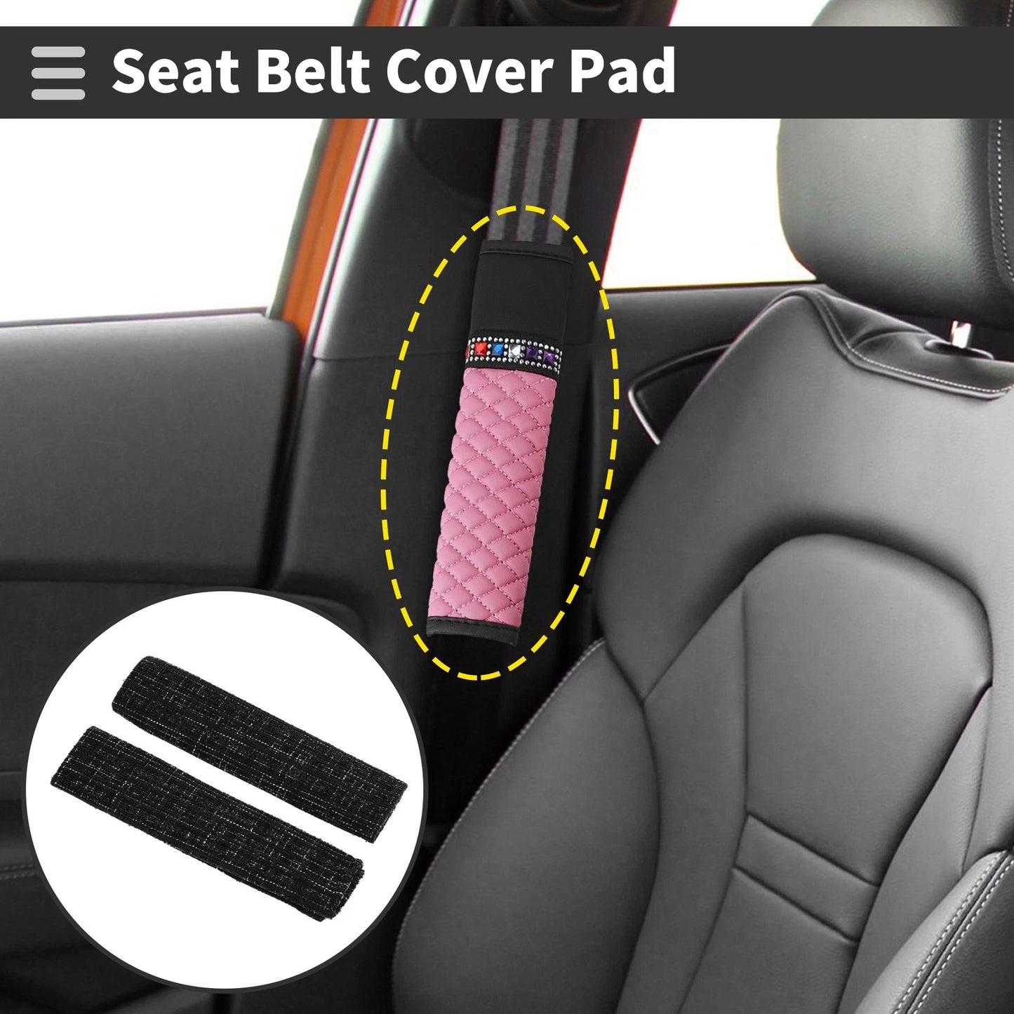 Set of 2 Gray Seat Belt Cover Pads for Universal Fit (24cm)