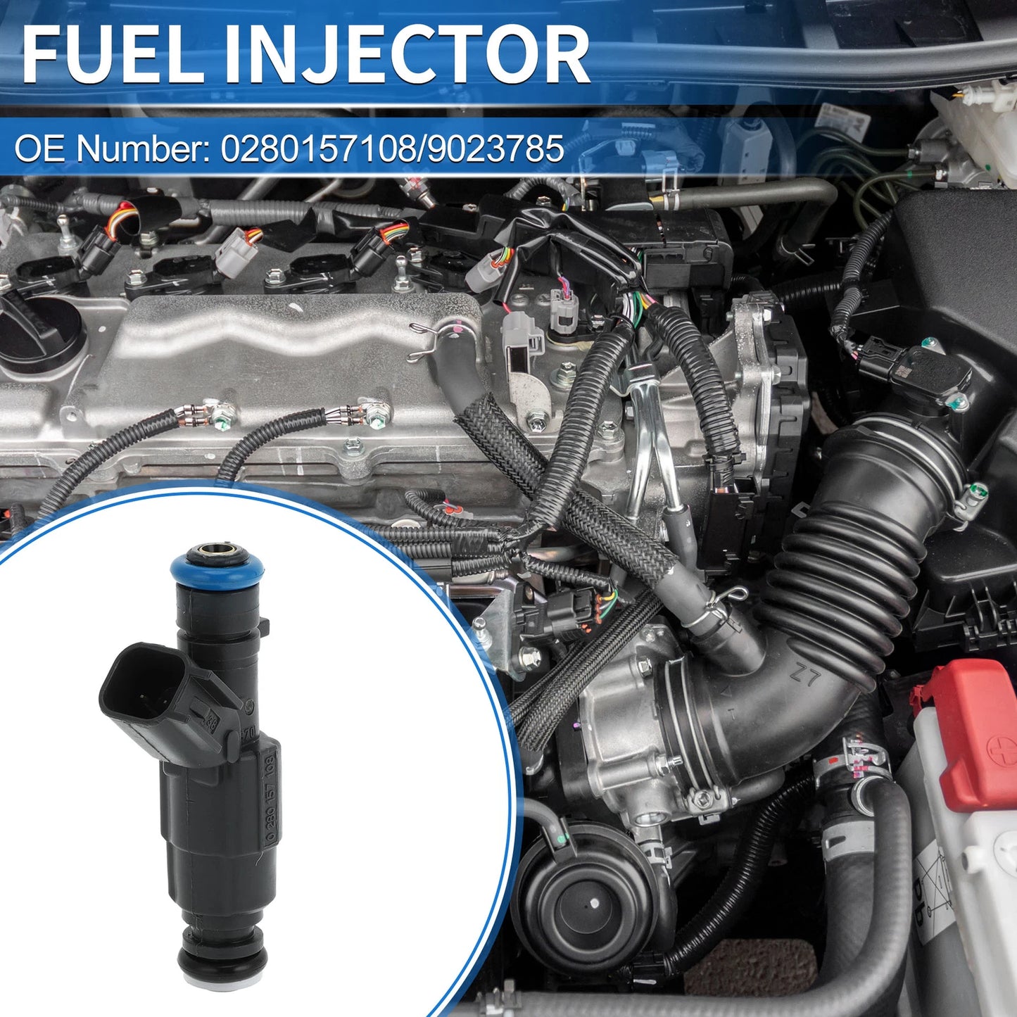 Fuel Injector No. 0280157108 for Chevrolet Aveo 1.4 (2010–2016) 1 Pc Black