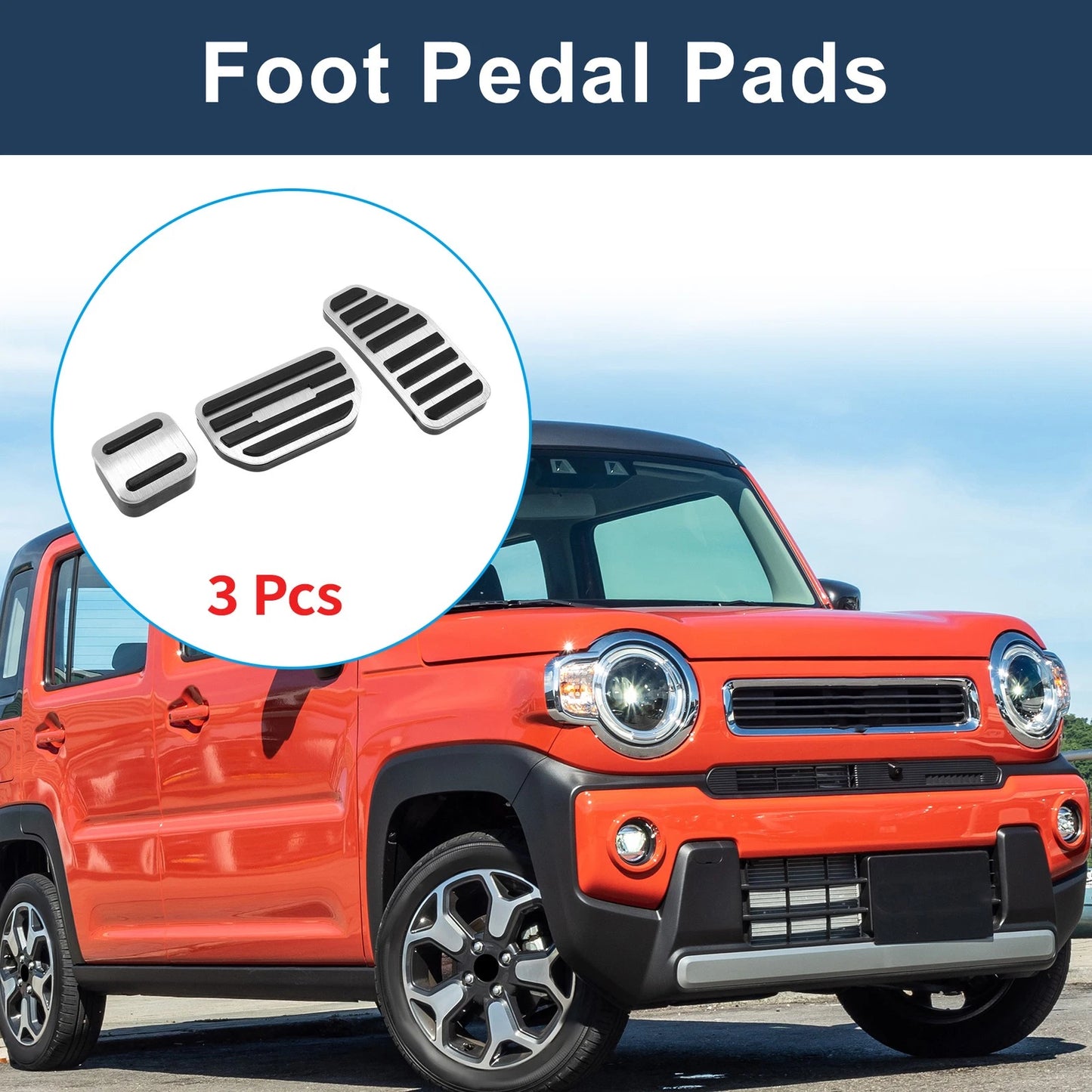 3Pcs Accelerator Pedal Covers for Suzuki Hustler (2014–2023) - Silver Tone