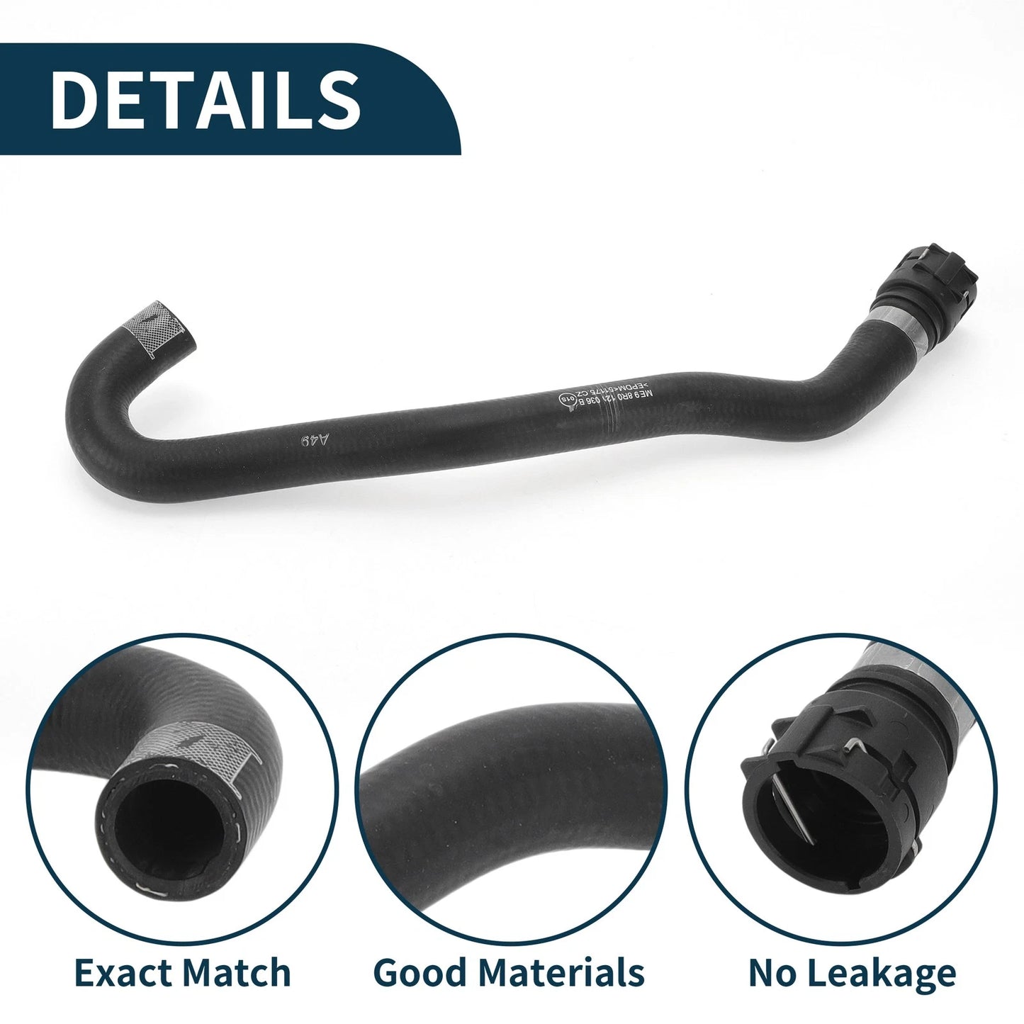 Radiator Hose Coolant Pipe for Audi Q5 (2014) No. 8R0121036B Rubber 1 Pc