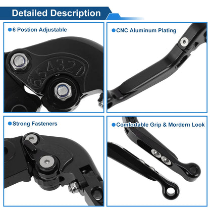 Adjustable Brake Clutch Levers for Kawasaki Z650 (2017–2023) Black