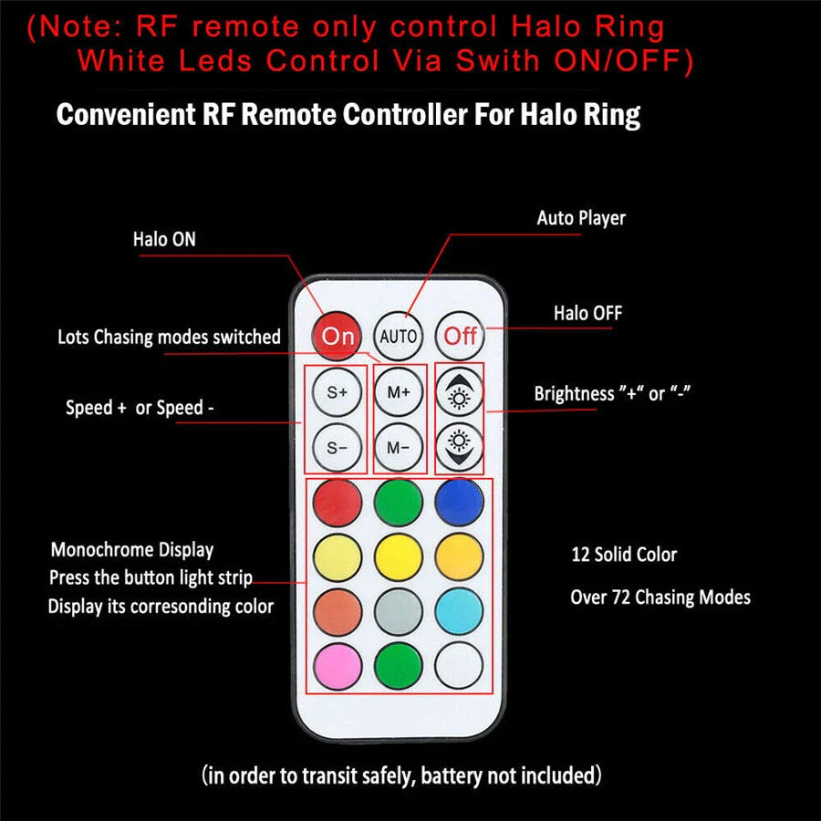 3" RGB Halo Ring LED Work Light Pods for Car (No Year Specified)