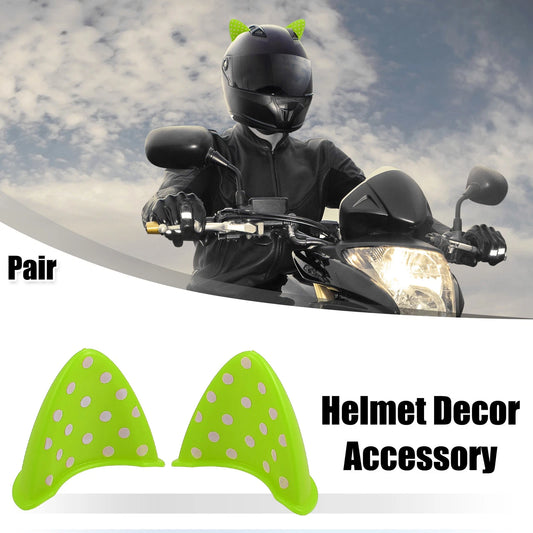 2 x Motorcycle TPU Cat Ears Shape Helmet Decoration Fluorescent Yellow