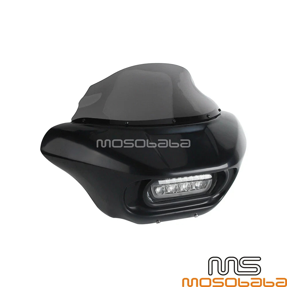 Headlight Fairing Windshield w/ LED Lamp for Harley Softail Fat Bob (2018-2023)