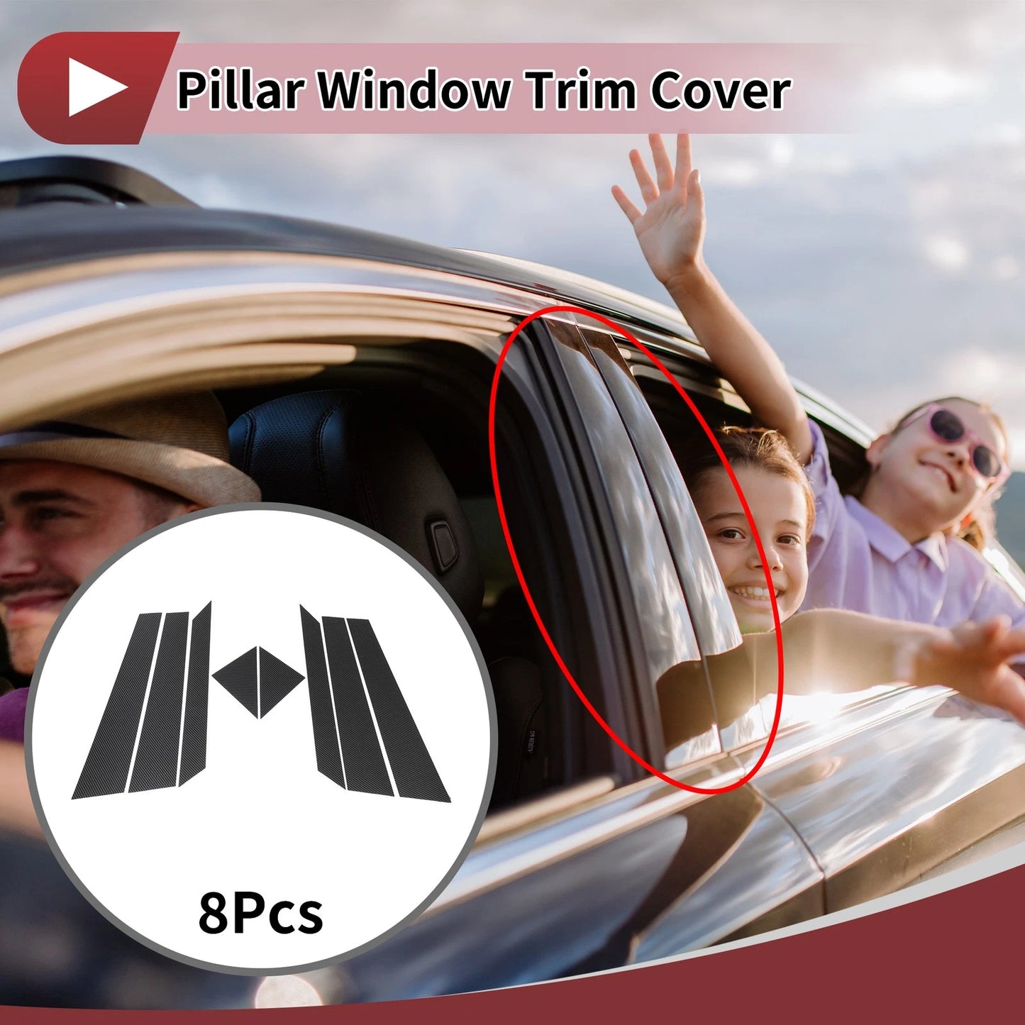 Set of 8 Door Pillar Window Trim for Jaguar XJ (2011–2019)