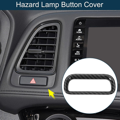 Warning Lamp Button Cover for Honda Vezel RV3/RV4/RV5/RV6 (1Pc, Carbon Fiber Black)