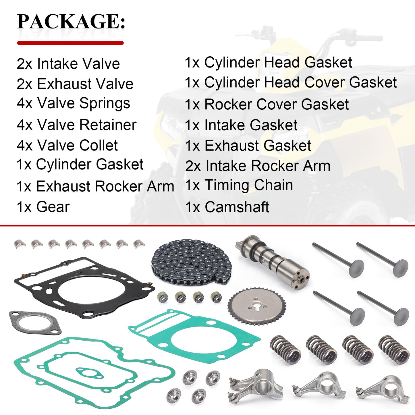 Rocker Arm Timing Chain & Valve Kit for Polaris Ranger 425 500 (2006–2014)